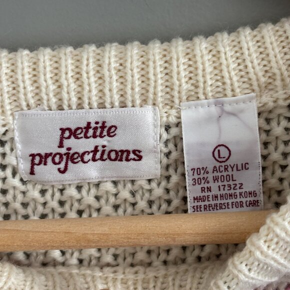 90s Cream Floral Crew Neck Sweater - Picture 4 of 9